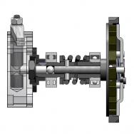 Řez mechanismem suché spojky motoru