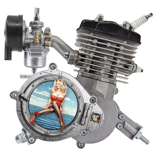 Kompletní souprava (kit) tuning motoru s obsahem 80ccm + Hlava SKY HAWK, ojniční bronzové ložisko, UV tvrzený potisk - 4 Nautical Bitch