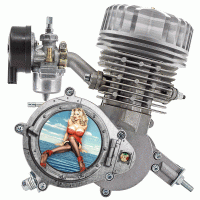 Kompletní souprava (kit) tuning motoru s obsahem 80ccm + Hlava ALUMIN CNC SUPER COOLER, ojniční bronzové ložisko, UV tvrzený potisk - 4 Nautical Bitch